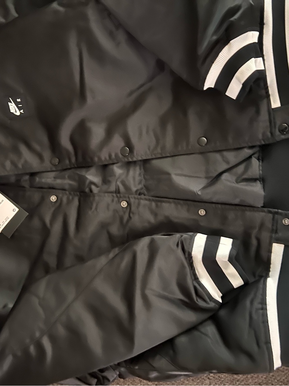 Nike Black Varsity Bomber Jacket with White Trim